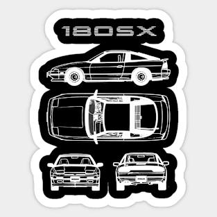 Nissan 180SX White Blueprint Sticker